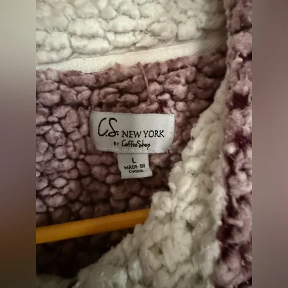 CoffeeShop Purple and White Sherpa Jacket - Picture 3 of 4